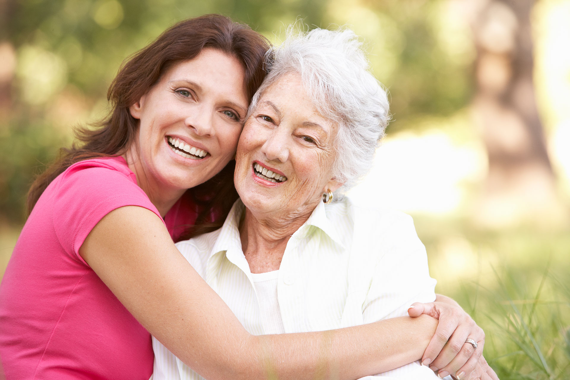 woman hugging her mother